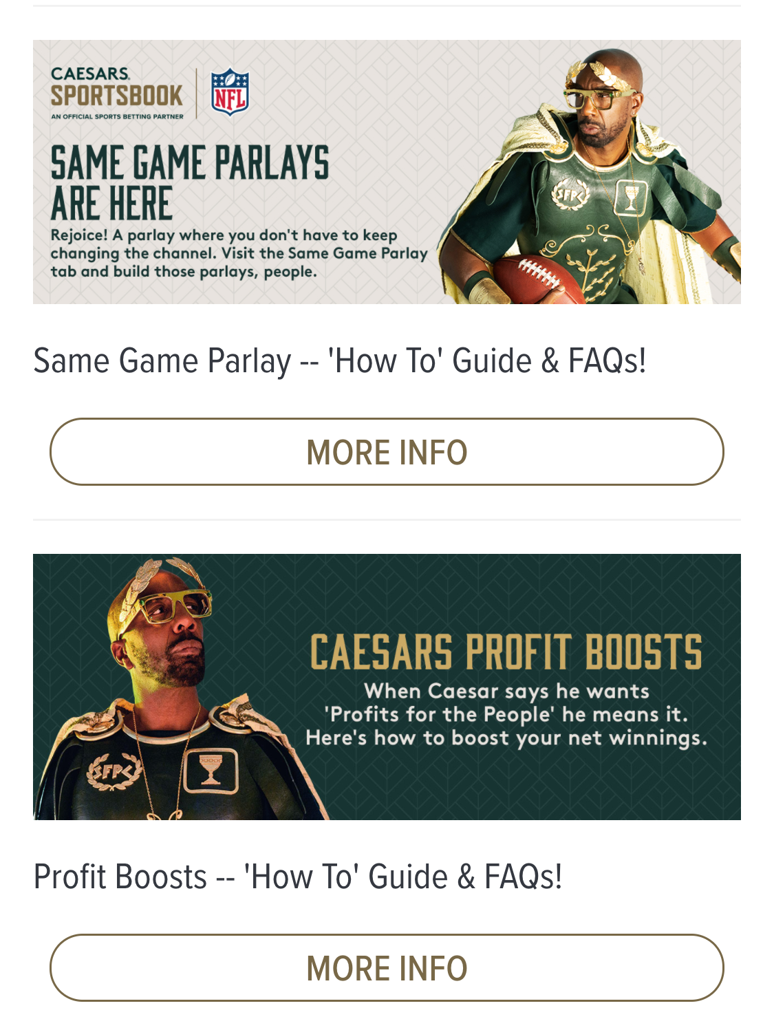 Same Game Parlays and Promotions at Caesars NY