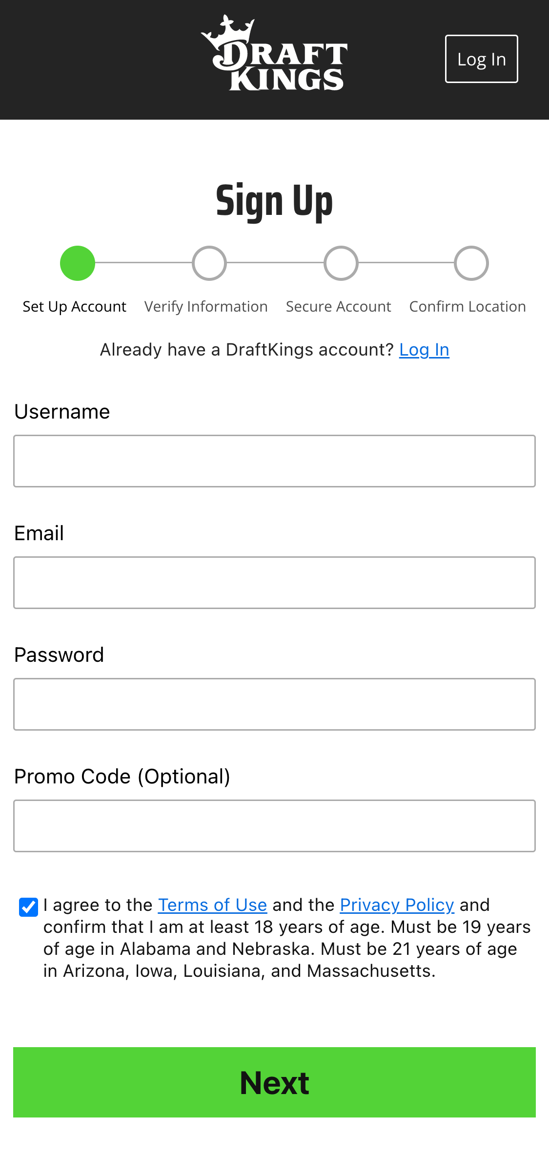 Signing up with DraftKings Sportsbook NY