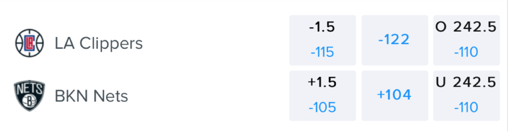 fanduel odds for clippers